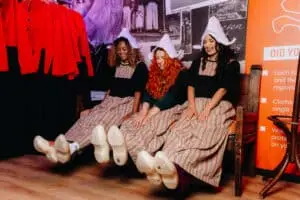 Team-building event with Dutch costumes at a creative workshop location in Amsterdam